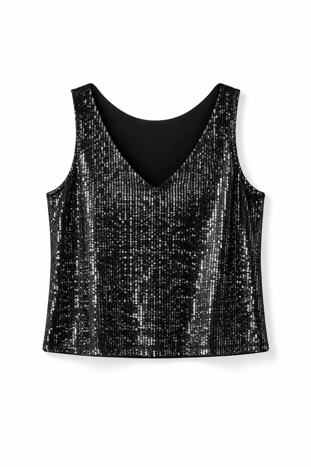 V-Neck Glitter Sequin Top