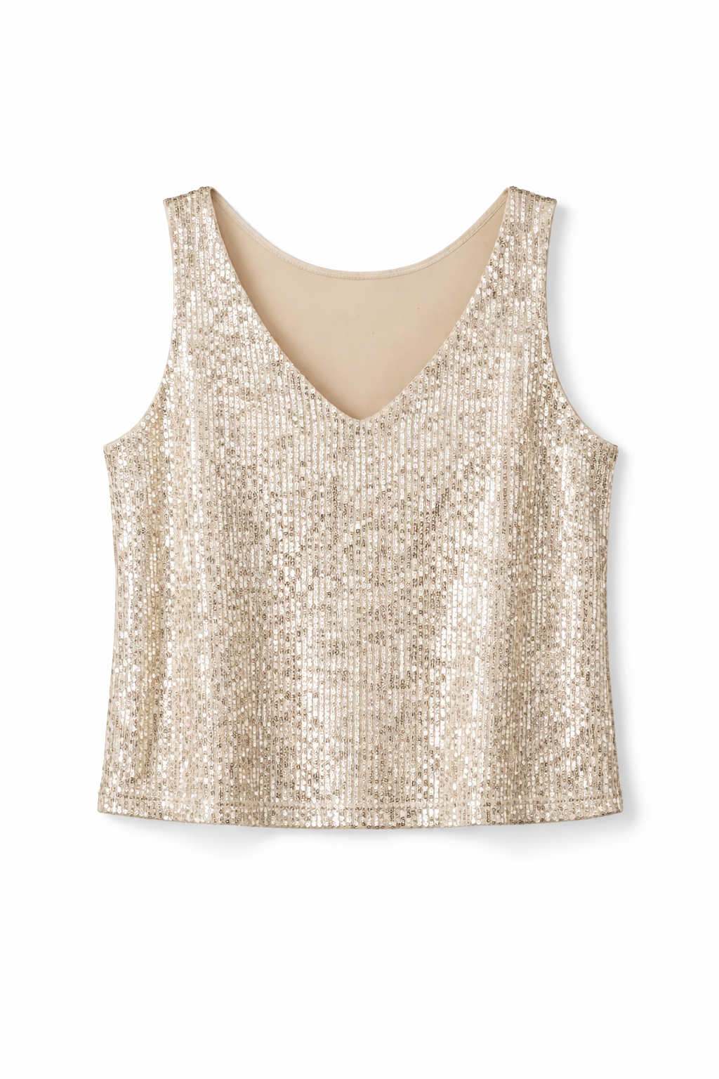V-Neck Glitter Sequin Top