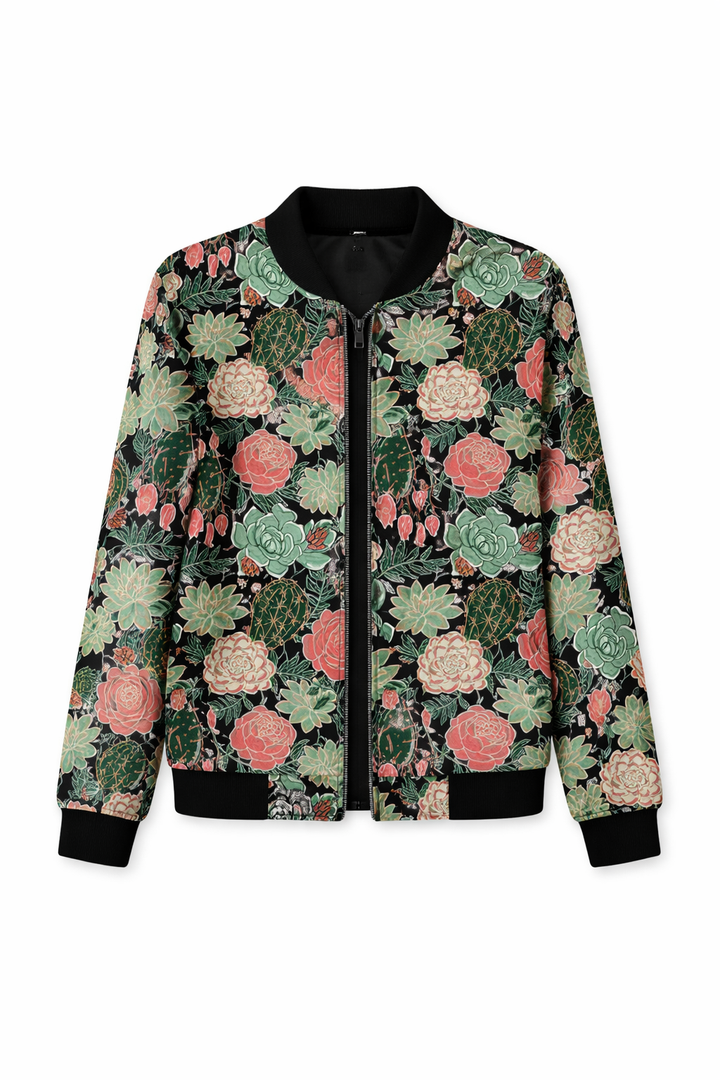 Léa | Stylish Mid-Length Jacket for Women - with Zip and Trendy Print