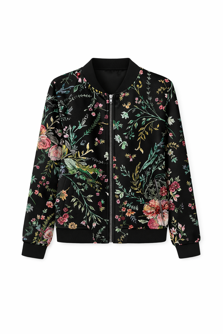 Léa | Stylish Mid-Length Jacket for Women - with Zip and Trendy Print