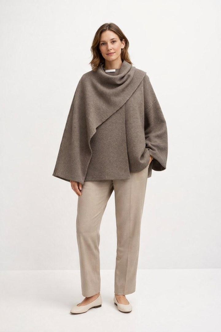 Roses | Luxe Cape Winter Coat - Fashionable Warm Women's Coat