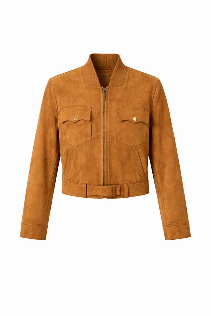 Clemente | Suede Mid-Season Jacket with Zip for Women - Regular Fit