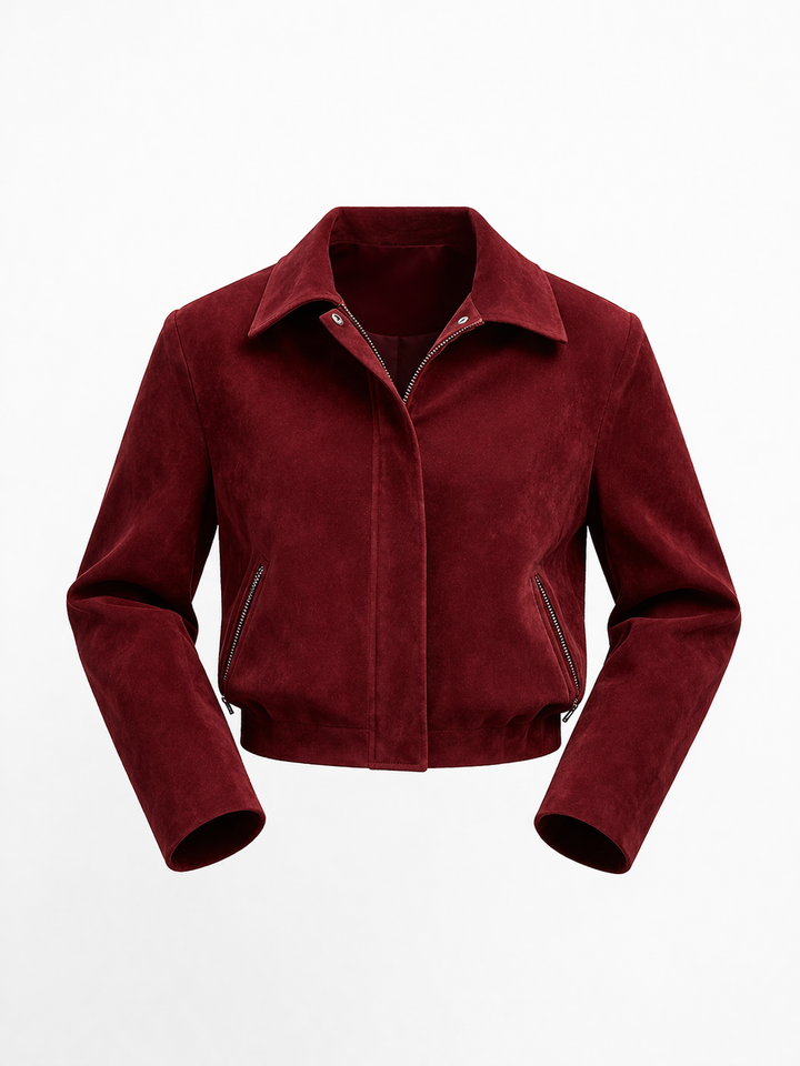 Zina | Suede Women's Jacket - Long Sleeves with Zip and Pockets
