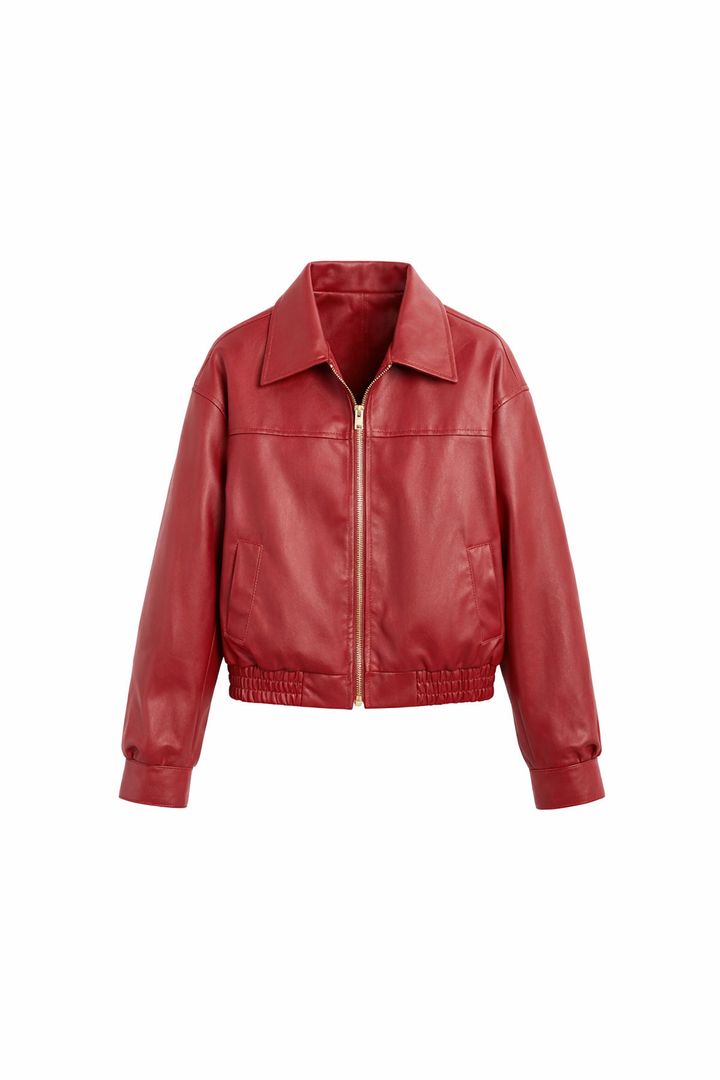 Fero | Casual Vegan Leather Jacket for Women - Short Model with Long Sleeves