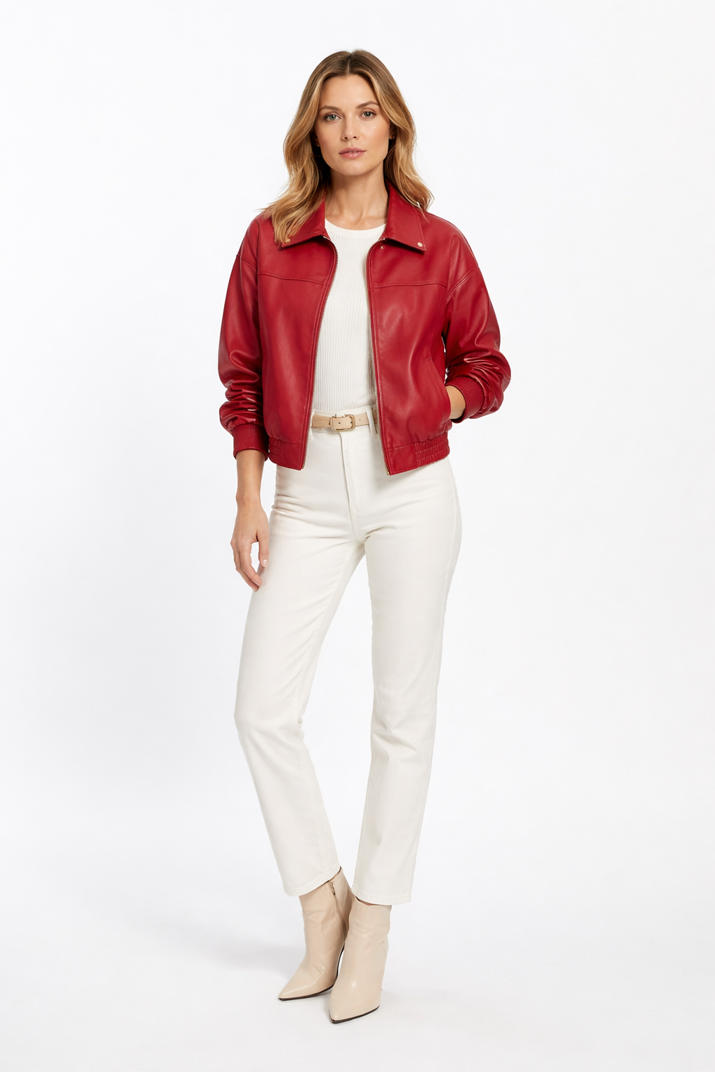 Fero | Casual Vegan Leather Jacket for Women - Short Model with Long Sleeves