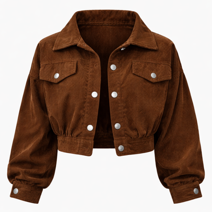 Deni | Stylish Short Corduroy Jacket for Women - Lantern Sleeves, Comfortable and Trendy