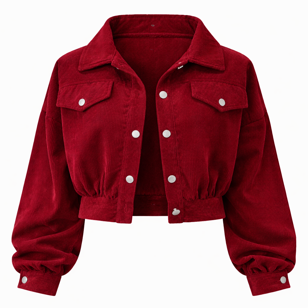 Deni | Stylish Short Corduroy Jacket for Women - Lantern Sleeves, Comfortable and Trendy
