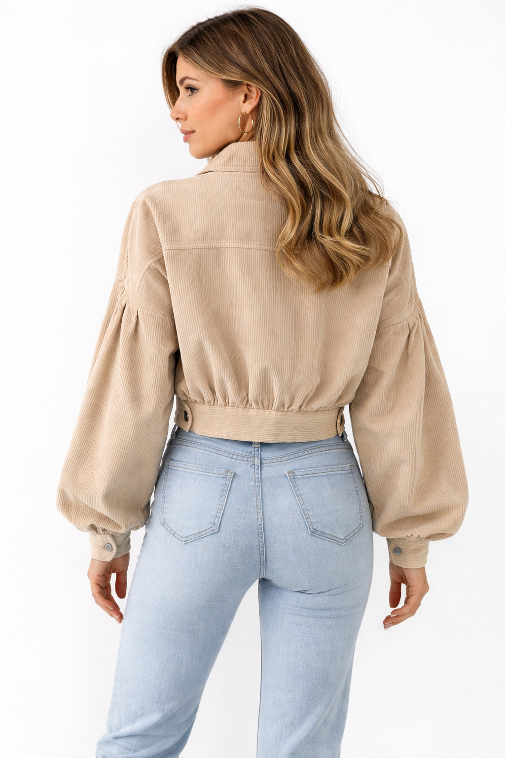 Deni | Stylish Short Corduroy Jacket for Women - Lantern Sleeves, Comfortable and Trendy
