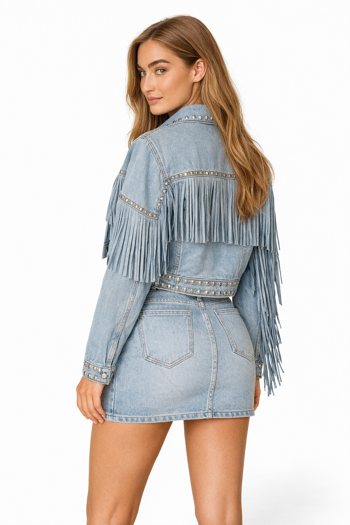 Fiep | Stylish Denim Jacket for Women - Boho Chic with Fringes
