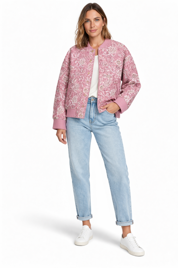 Leola | Quilted Jacket with Elegant Floral Print