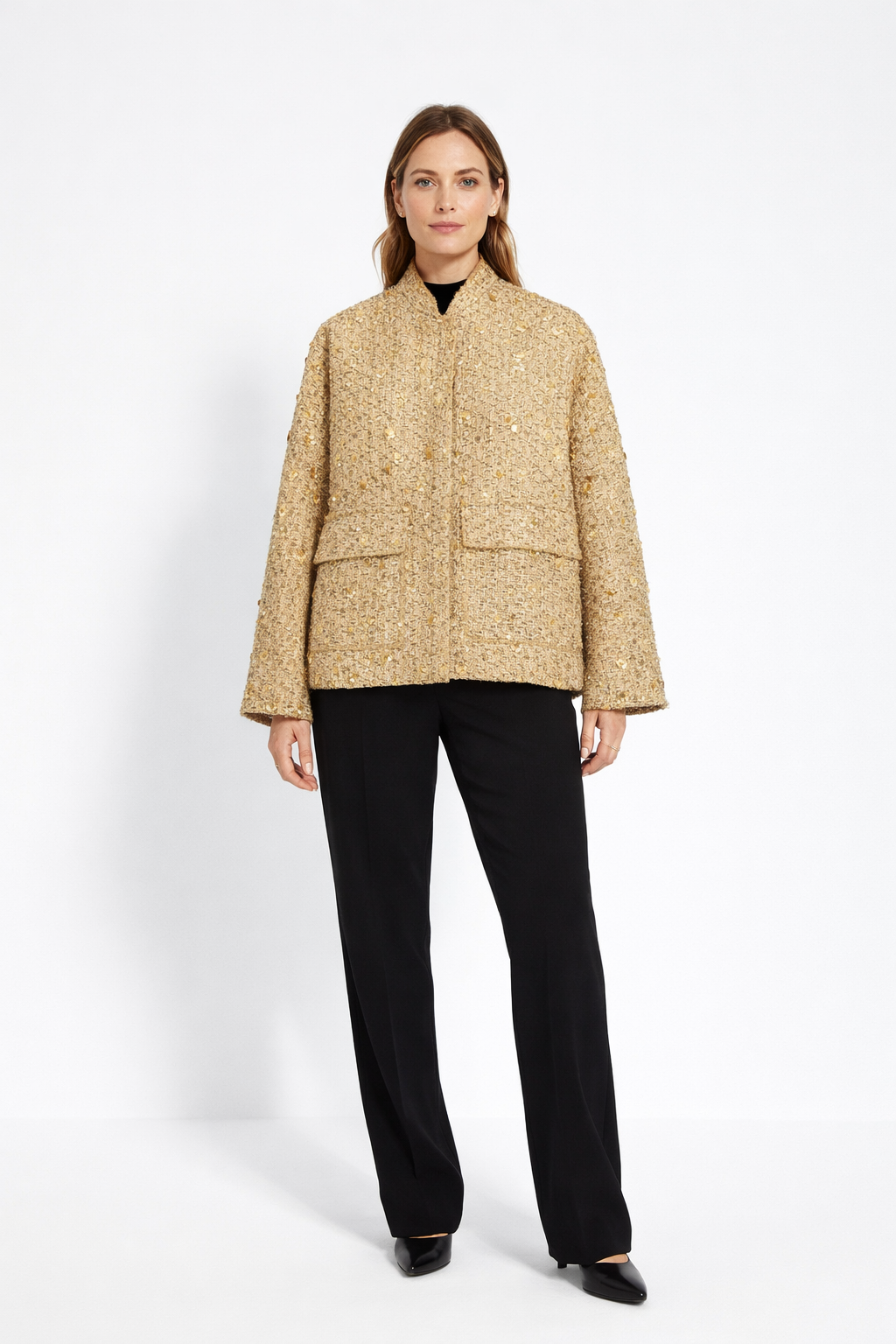 Jane | Luxe Mid-Season Jacket Black, Gold, Silver - Stylish and Comfortable