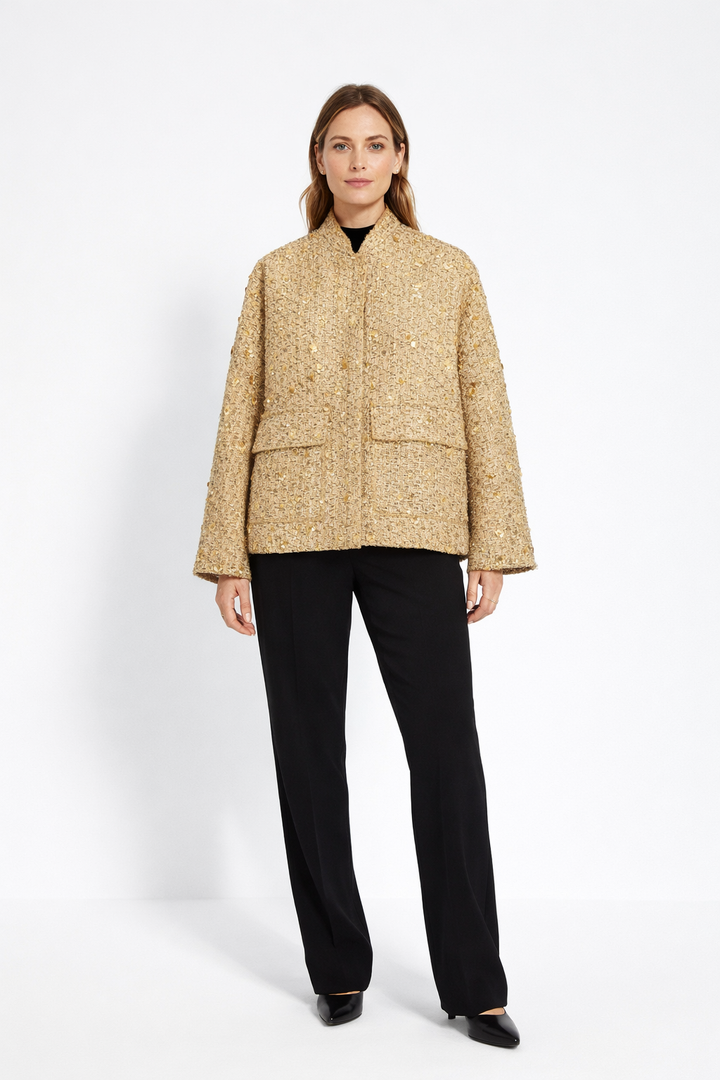 Jane | Luxe Mid-Season Jacket Black, Gold, Silver - Stylish and Comfortable