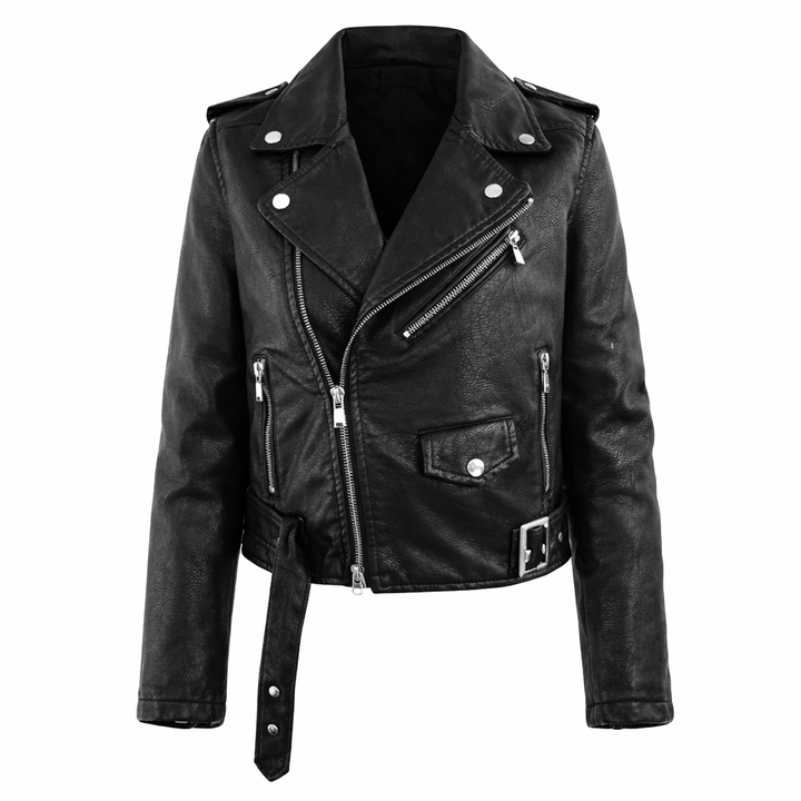 Fenna | Stylish Padded Leather Jacket with Zip