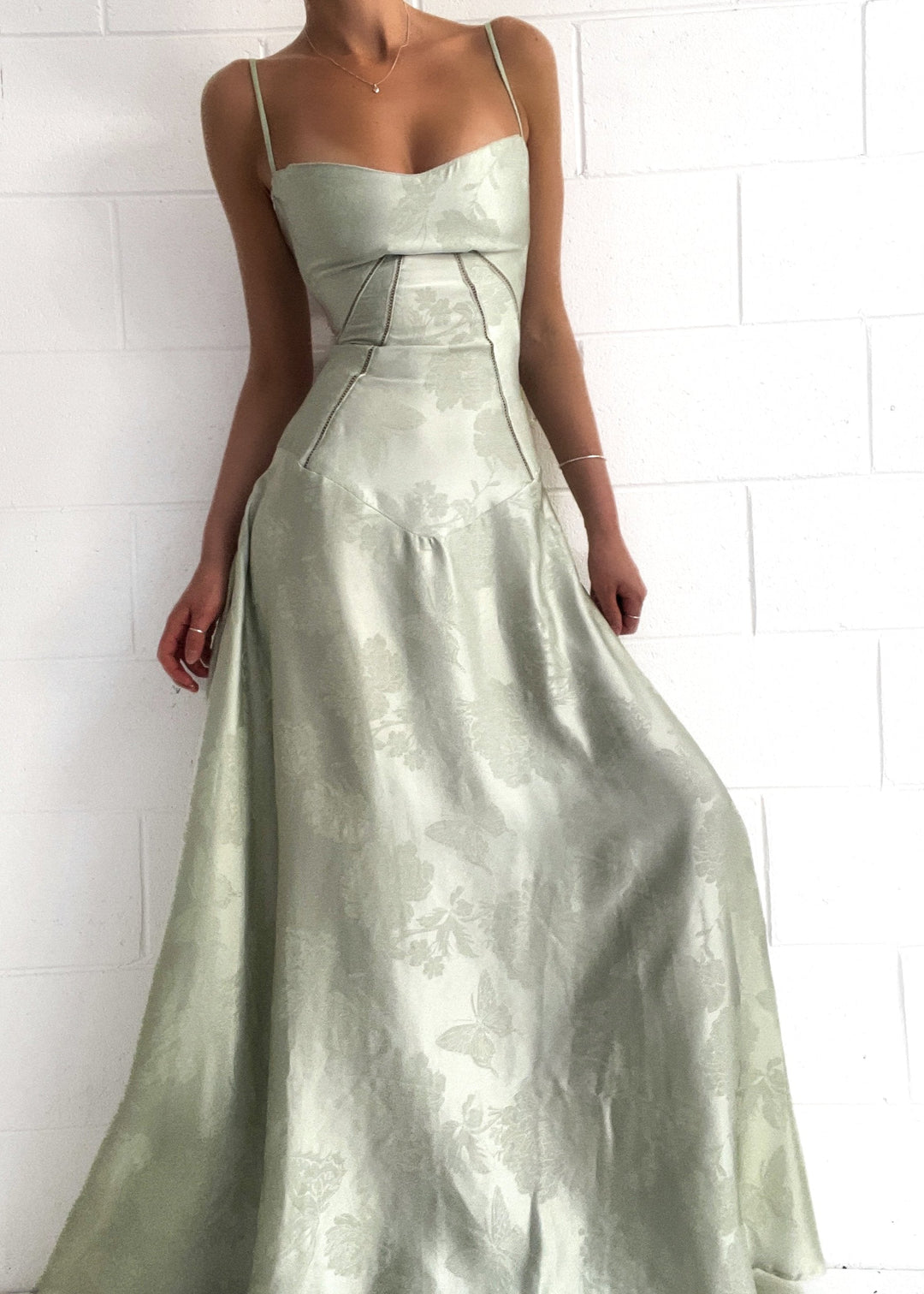 Gilda | Luxe Maxi Dress with Elegant Floral Print - Pistachio Green