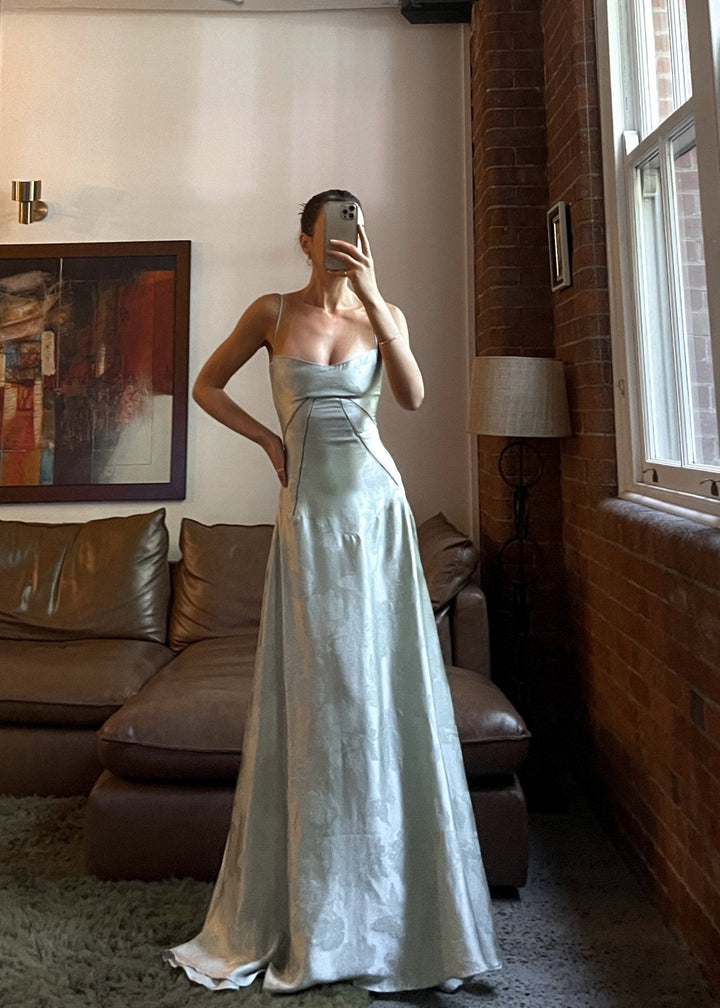 Gilda | Luxe Maxi Dress with Elegant Floral Print - Pistachio Green