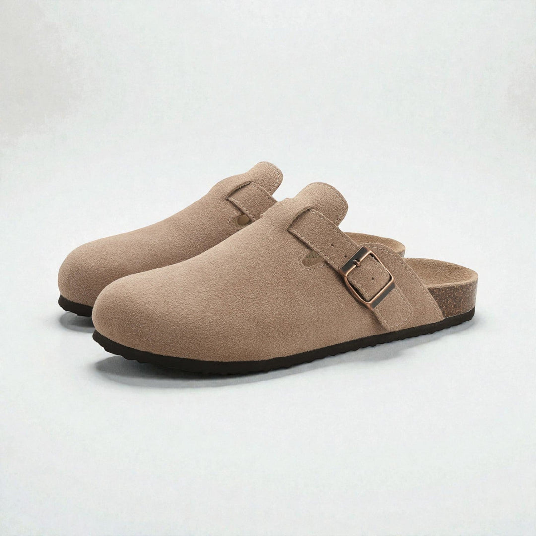 Redford Men’s Suede Buckle Comfort Mules