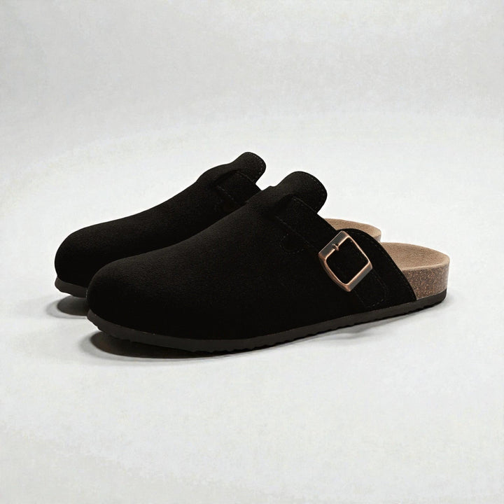 Redford Men’s Suede Buckle Comfort Mules