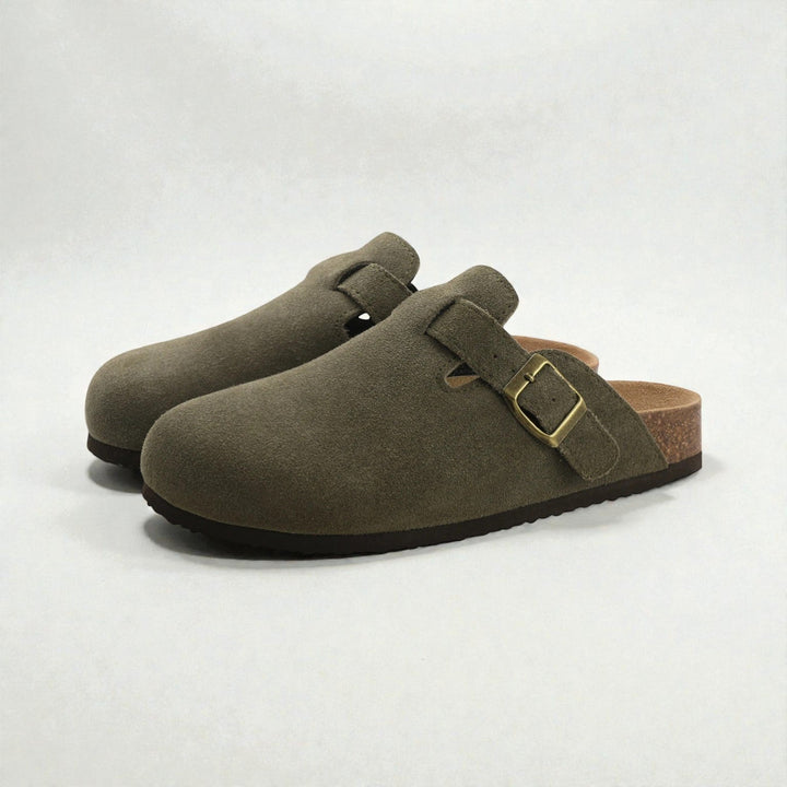 Redford Men’s Suede Buckle Comfort Mules