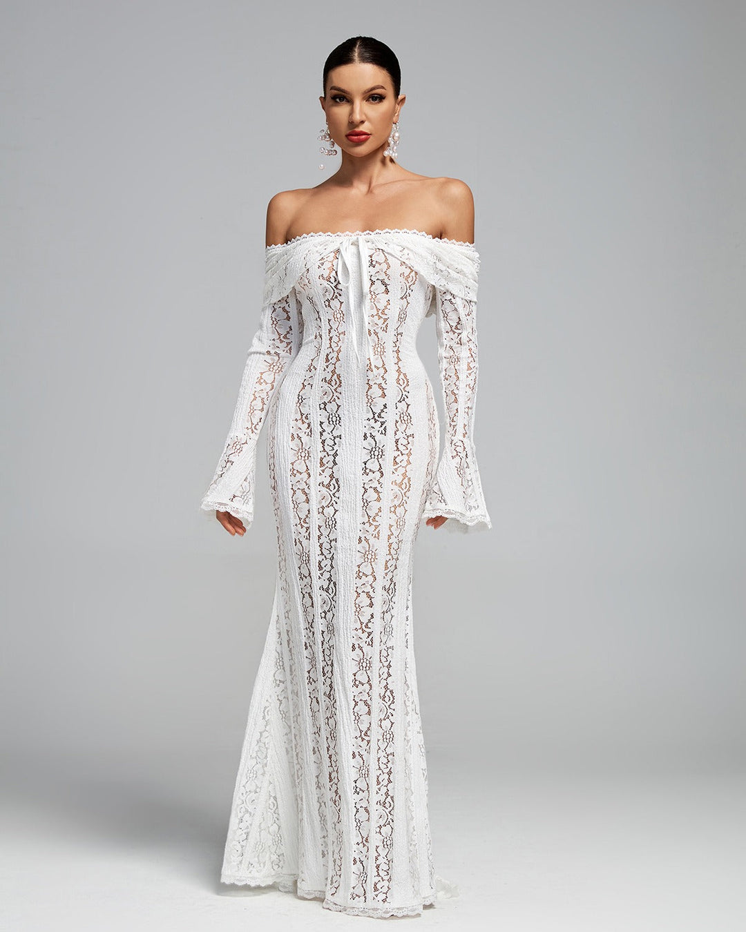 Suus | Luxe Off-Shoulder Maxi Dress in Lace