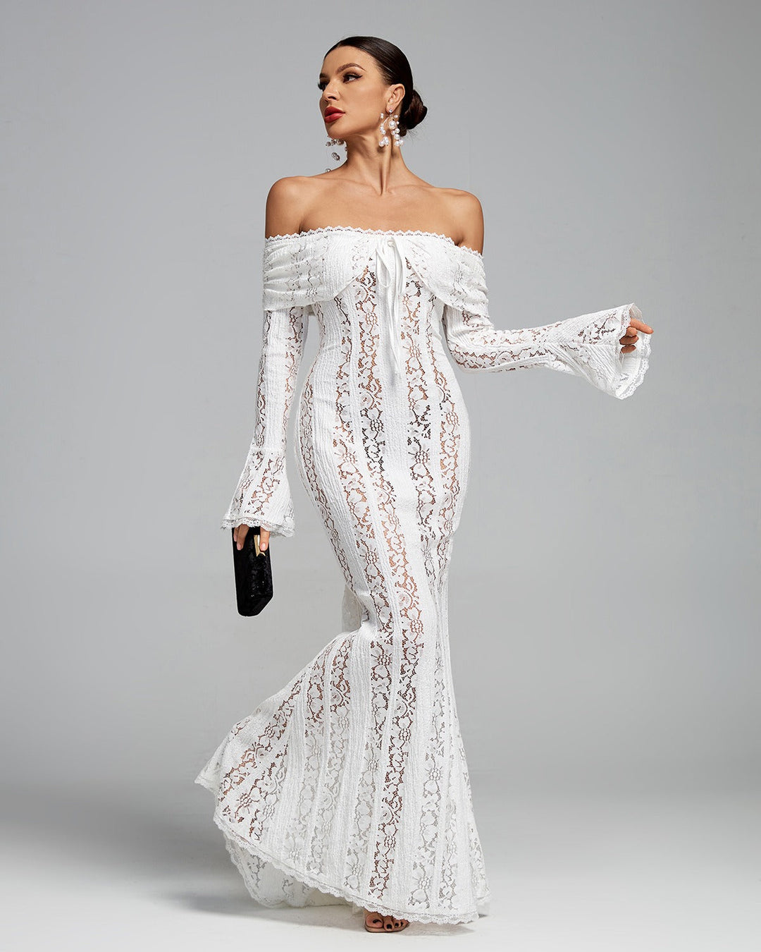 Suus | Luxe Off-Shoulder Maxi Dress in Lace