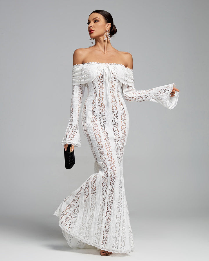 Suus | Luxe Off-Shoulder Maxi Dress in Lace