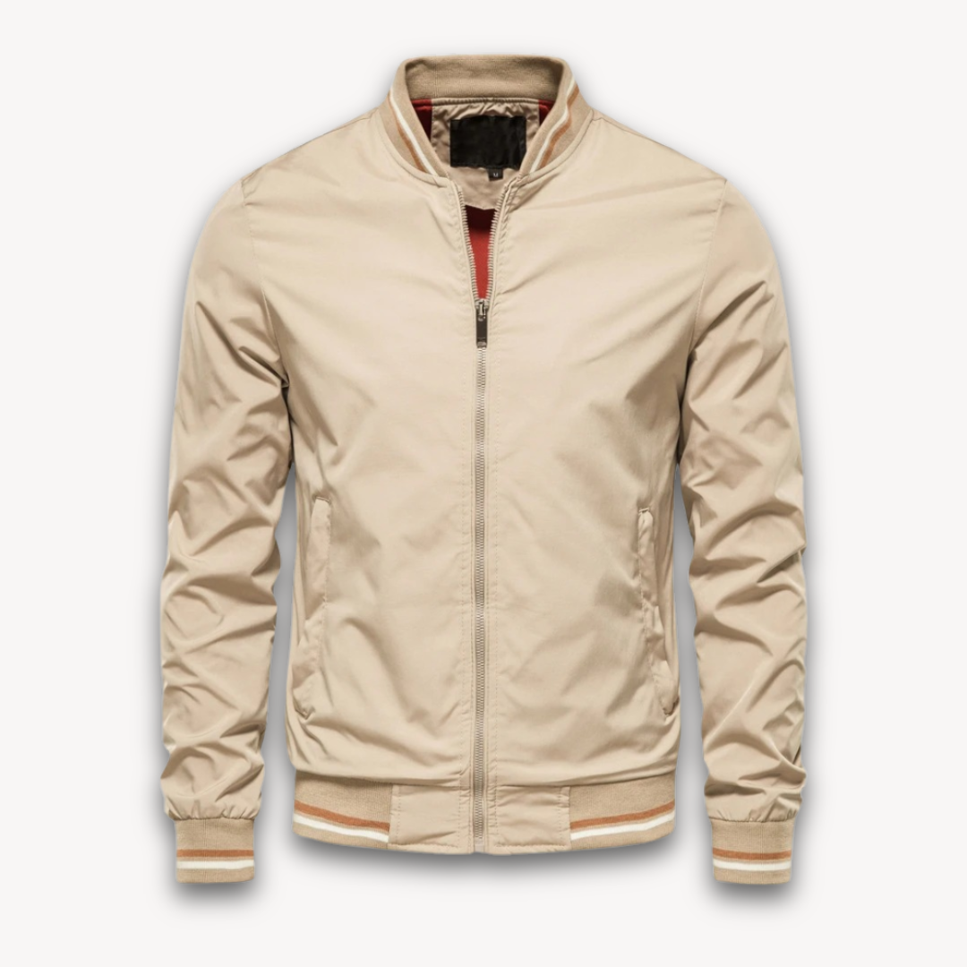 Taviero – Lightweight Bomber Jacket With Stand Collar