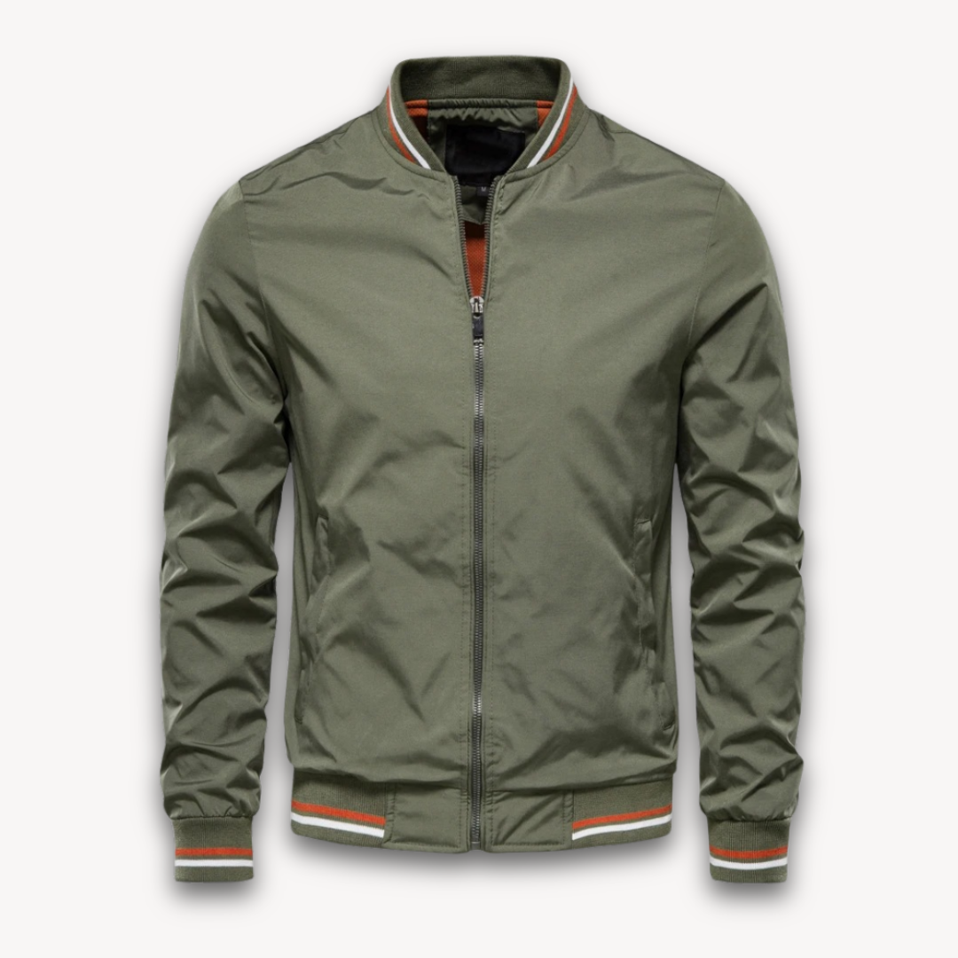 Taviero – Lightweight Bomber Jacket With Stand Collar
