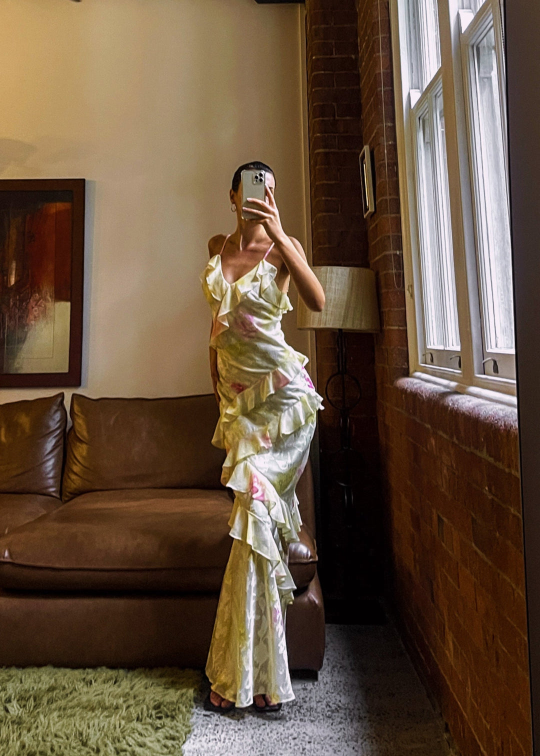 Mea | Yellow Chiffon Maxi Dress with Ruffles