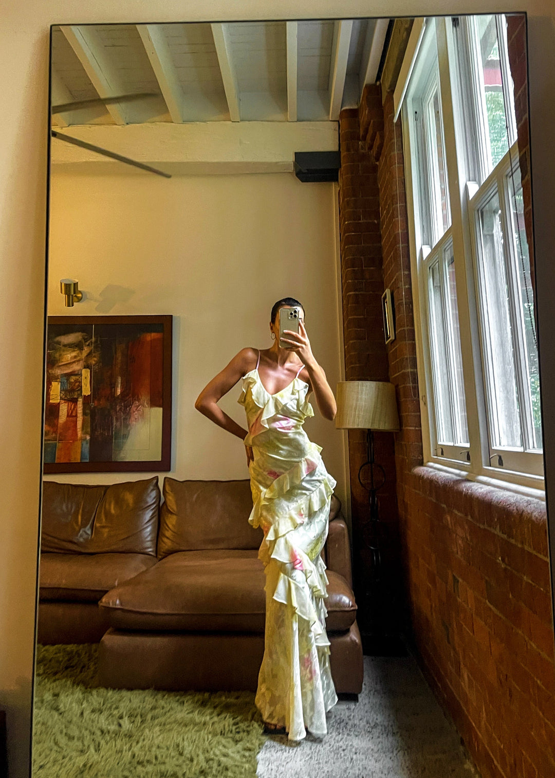 Mea | Yellow Chiffon Maxi Dress with Ruffles