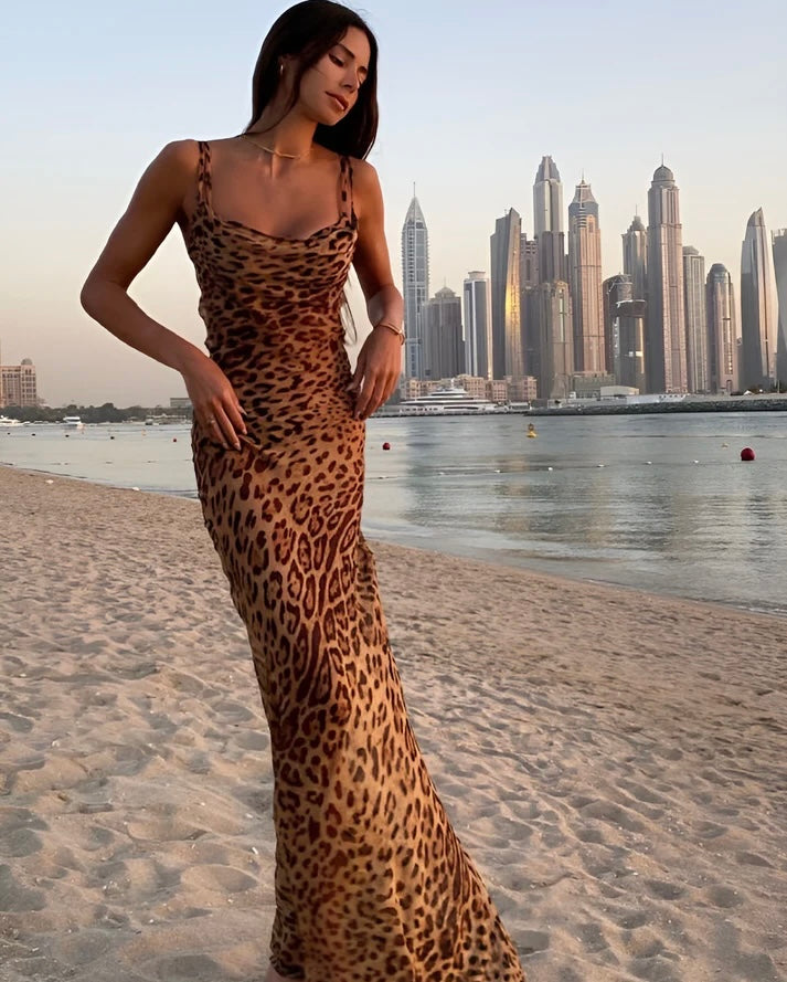 Merle | Maxi Dress with Leopard Print