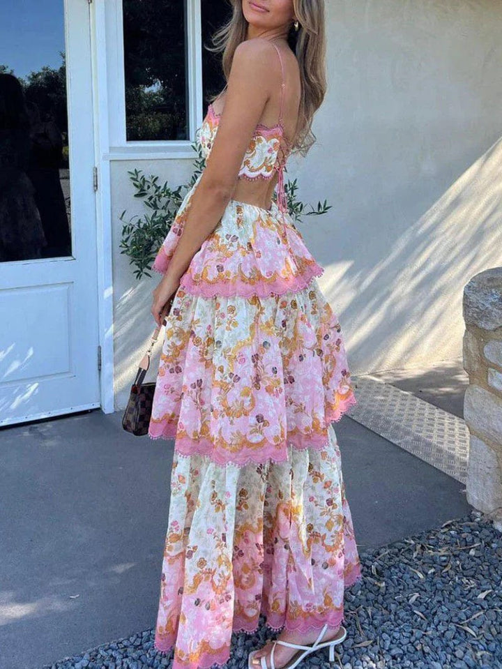 Aislin | Long Summer Dress Embroidered with Ruffles