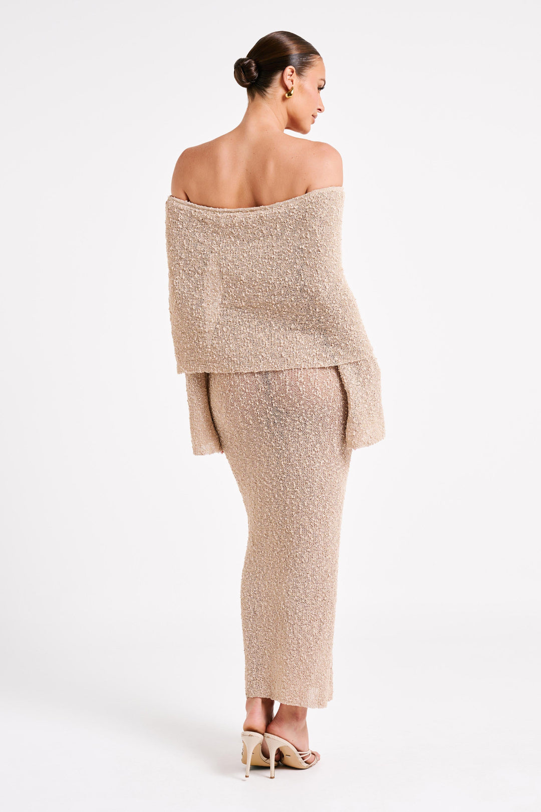 Angel | Bouclé Off-Shoulder Maxi Dress
