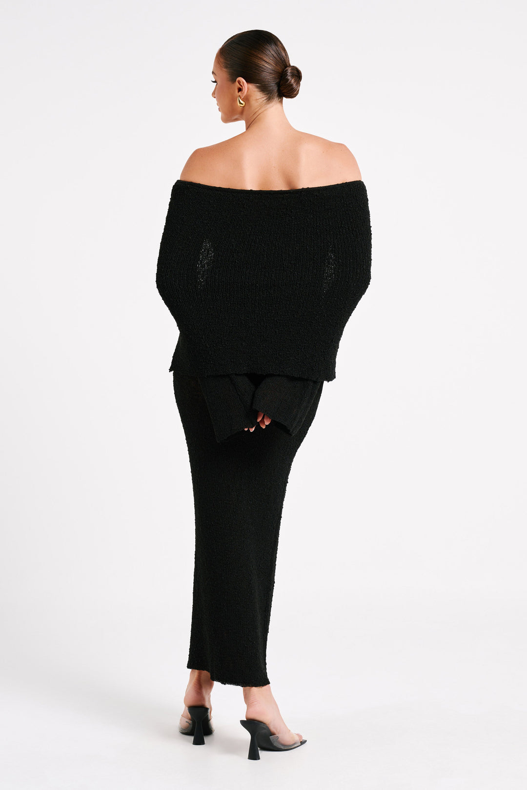 Angel | Bouclé Off-Shoulder Maxi Dress