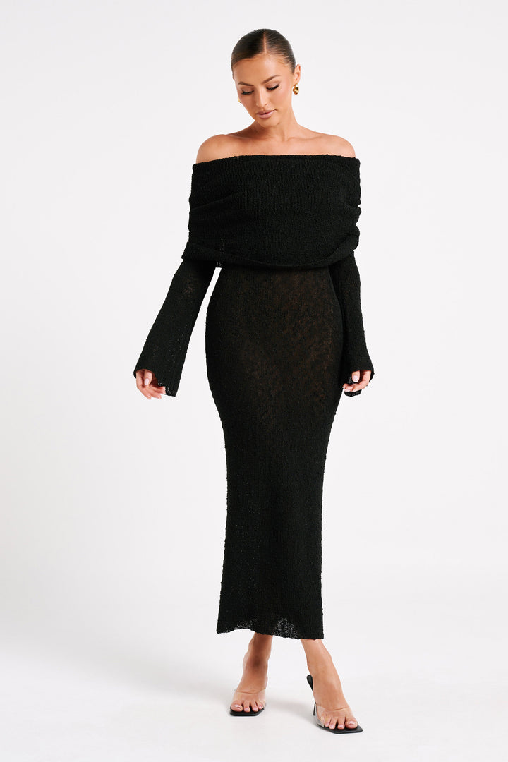 Angel | Bouclé Off-Shoulder Maxi Dress