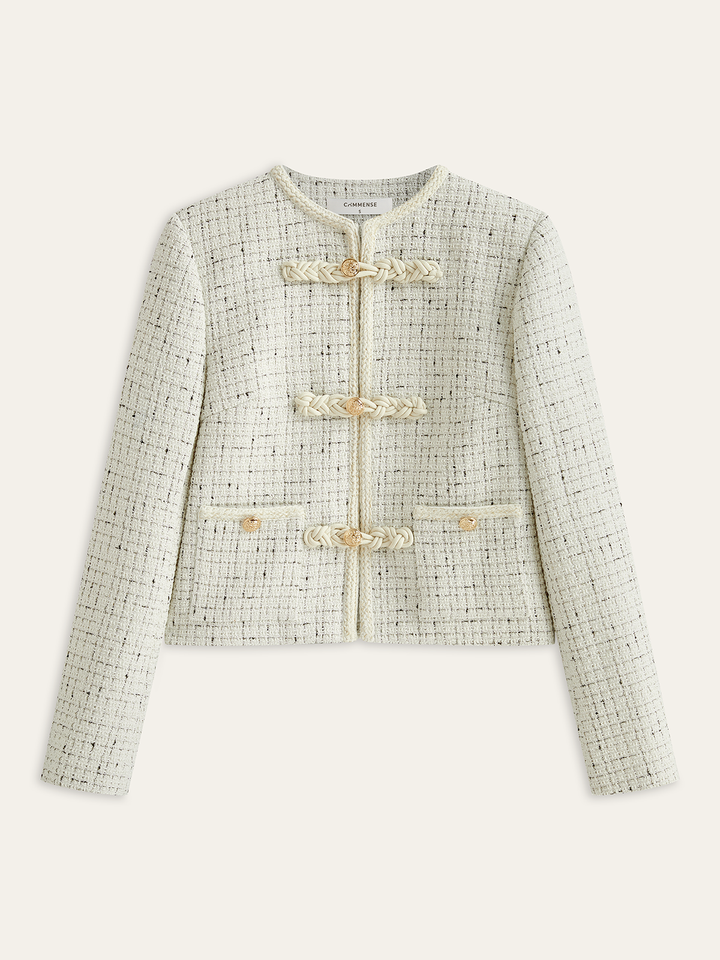 Metria | Women's Jacket with Tweed Metal Details - Regular Fit