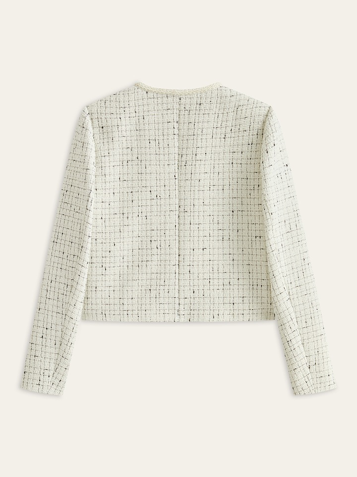 Metria | Women's Jacket with Tweed Metal Details - Regular Fit
