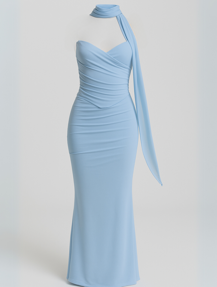 Mireille | Strapless Maxi Dress with Choker Design - Elegant and Refined