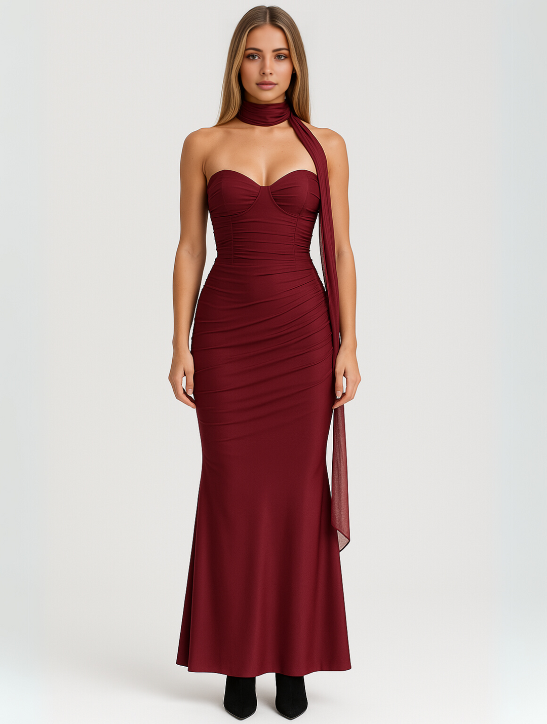 Mireille | Strapless Maxi Dress with Choker Design - Elegant and Refined
