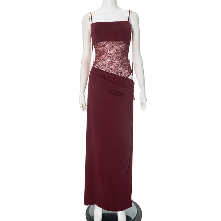 Vedara | Luxe Maxi Dress with Lace Detail