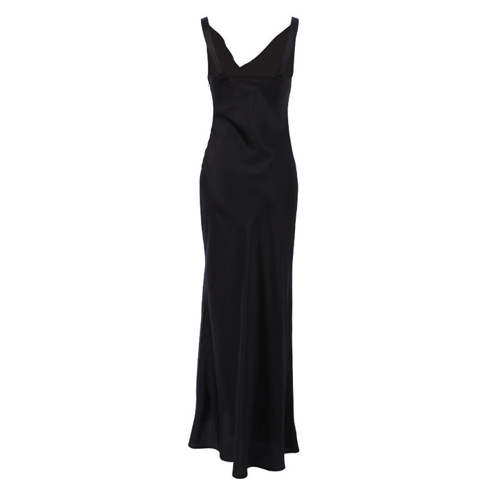 Yenthe | Satin Slim Fit Evening Dress - Draped Neckline