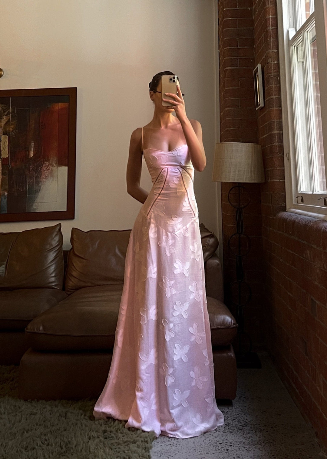Grazia | Luxe Pink Jacquard Maxi Dress with Corset Back Closure