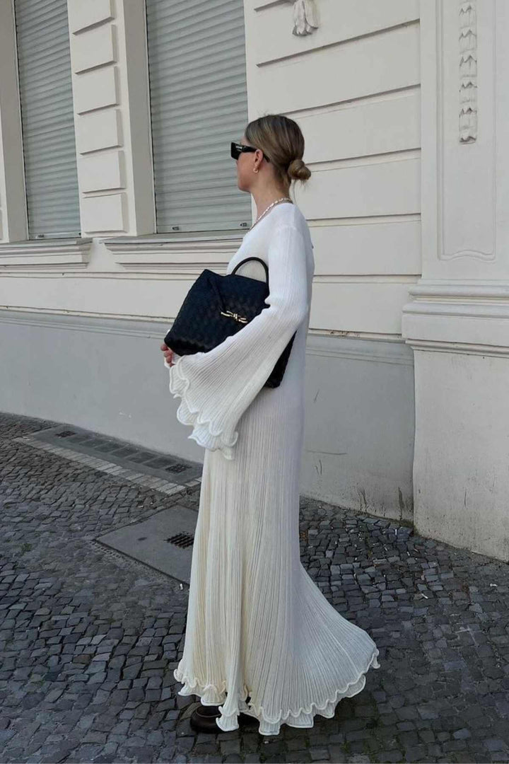 Clay | Long Elegant Dress with Ruffles and Flared Hem