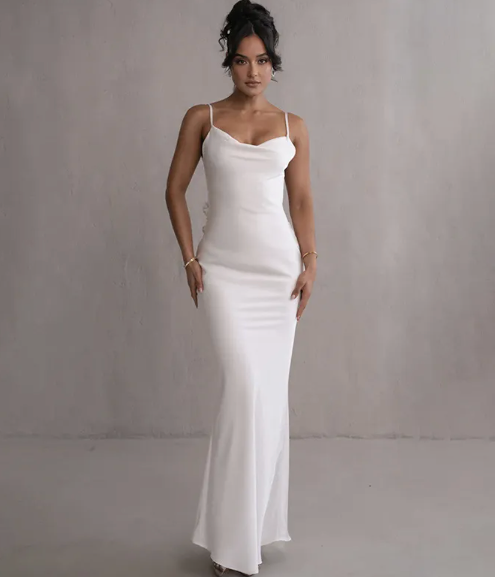 Concetta | Elegant Maxi Dress with Open Back and Cowl Neckline