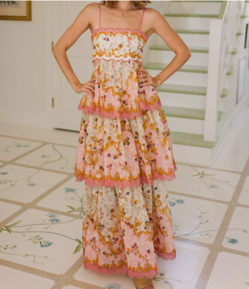 Aislin | Long Summer Dress Embroidered with Ruffles