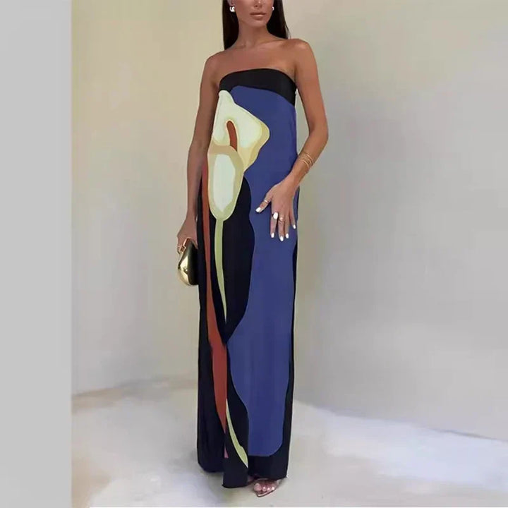Estrella | Luxe Strapless Maxi Dress with Print