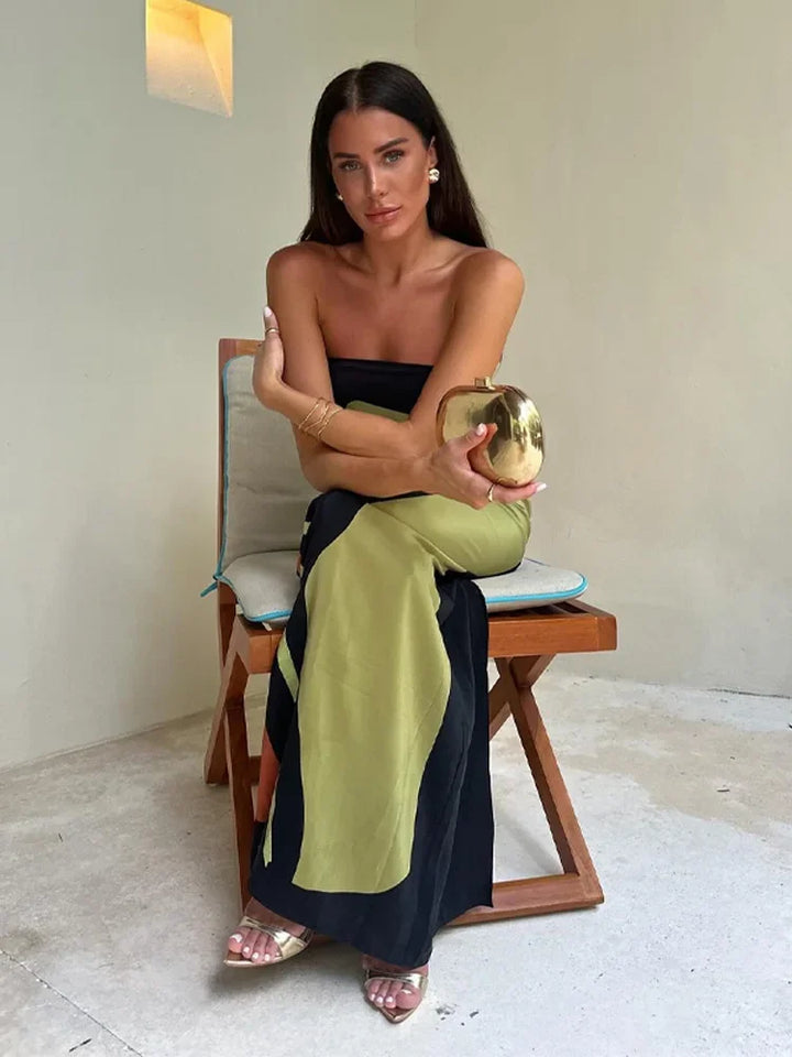 Estrella | Luxe Strapless Maxi Dress with Print
