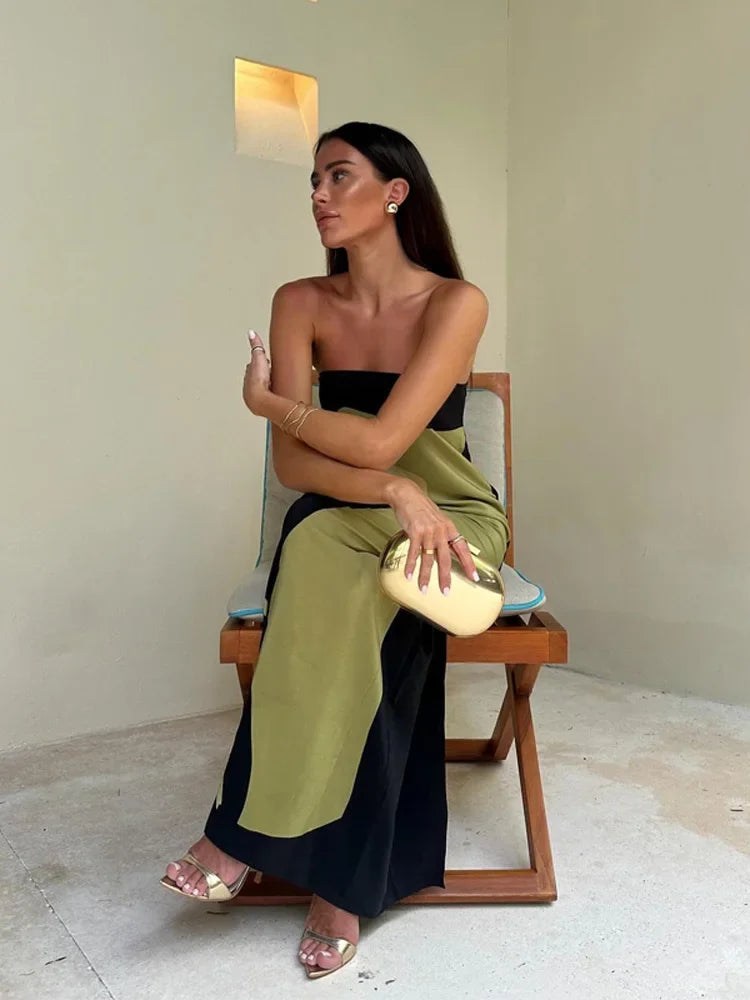 Estrella | Luxe Strapless Maxi Dress with Print