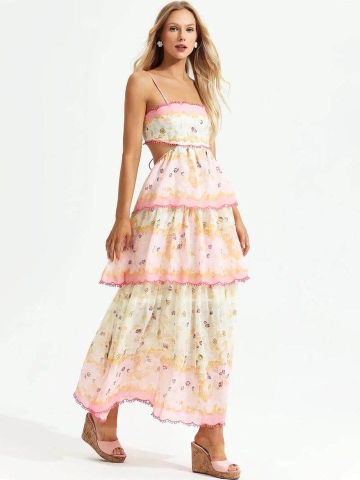 Aislin | Long Summer Dress Embroidered with Ruffles