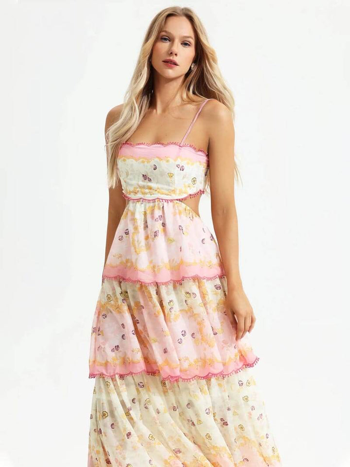 Aislin | Long Summer Dress Embroidered with Ruffles