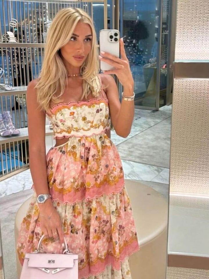 Aislin | Long Summer Dress Embroidered with Ruffles